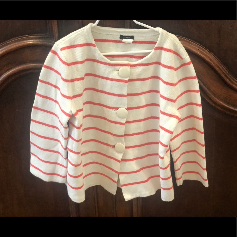 J. Crew Orange and White Striped Jacket